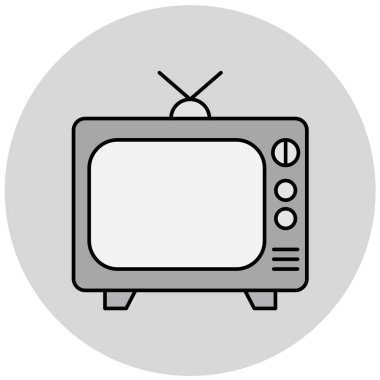 TV simgesi. Düz tasarım stili. Vektör çizim.