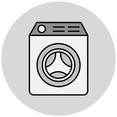 çamaşır makinesi simgesi, vektör illüstrasyonu