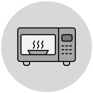 Mikrodalga fırın ikonu. Web için yiyecek aygıtı vektör simgelerinin basit çizimi