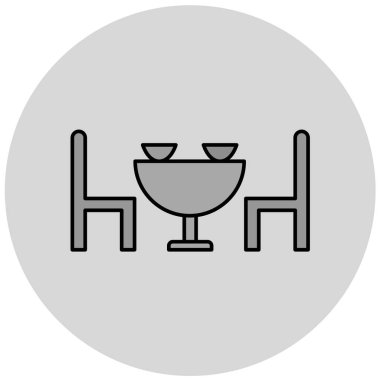 Sandalyeli restoran ve masa ikonu çizimi