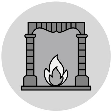 Şömine ikonu. Ağ için ateş vektör simgesinin gösterimi