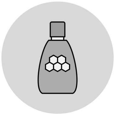 İçinde bal peteği vektör simgesi olan şişe. Modern resim.