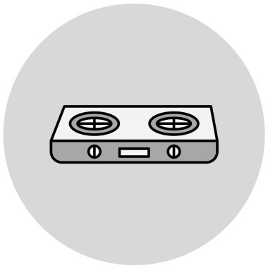 kaset ikonu. Web için ses aygıtı vektör simgelerinin basit çizimi