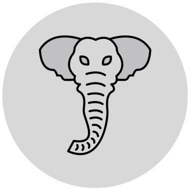 Beyaz arkaplanda siyah şekilli bir fil simgesi var. vektör illüstrasyonu