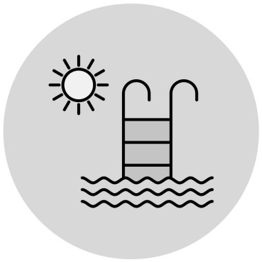 Güneş ikonu vektör illüstrasyonlu havuz suyu