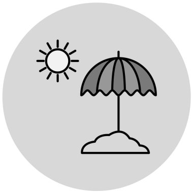 şemsiye simgesi vektör illüstrasyonlu güneş