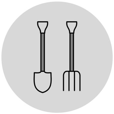 Kürek ve yaba basit simge, vektör illüstrasyonu