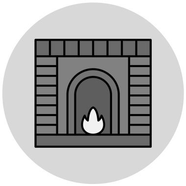 şömine basit simgesi, vektör çizim