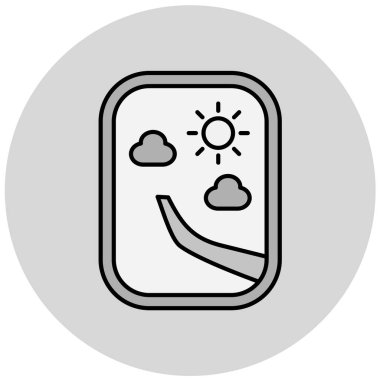 Uçak penceresinden hava durumu ikon vektör illüstrasyonu