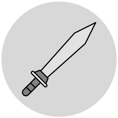 vektör ortaçağ kılıç simgesi, beyaz arkaplanda illüstrasyon