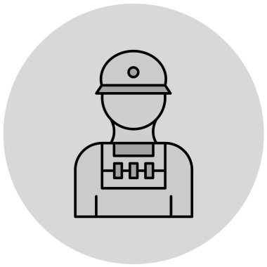 Kask simgesindeki askerin vektör çizimi