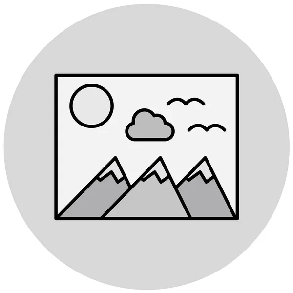 Vector Illustration Picture Mountain Icon — Stock Vector