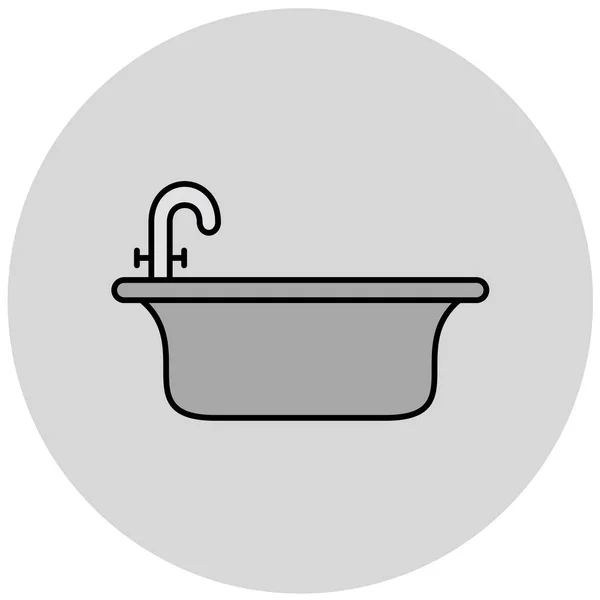 Fürdőkád Web Ikon Egyszerű Tervezés — Stock Vector