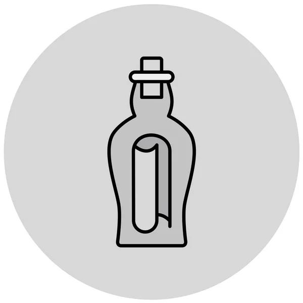Бутылка Бумагой Внутри Иконки Векторная Иллюстрация — стоковый вектор