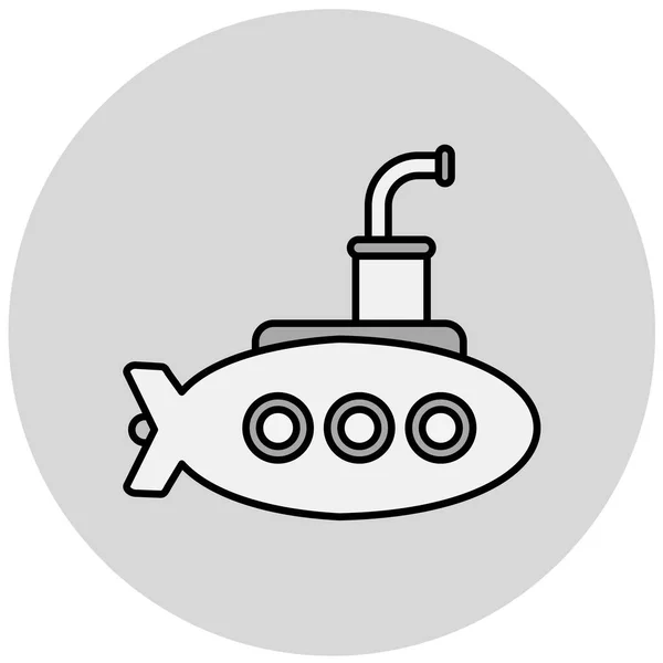潜水艦 Webアイコンシンプルなイラスト — ストックベクタ