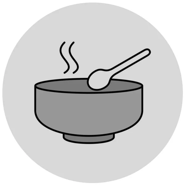 Vector Ilustración Sopa Caliente Con Cuchara — Archivo Imágenes Vectoriales