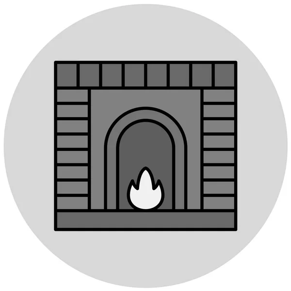 Fireplace Simple Icon Vector Illustration — Stock Vector