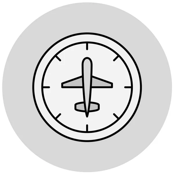 Vliegtuig Kompas Pictogram Trendy Stijl Geïsoleerde Achtergrond — Stockvector