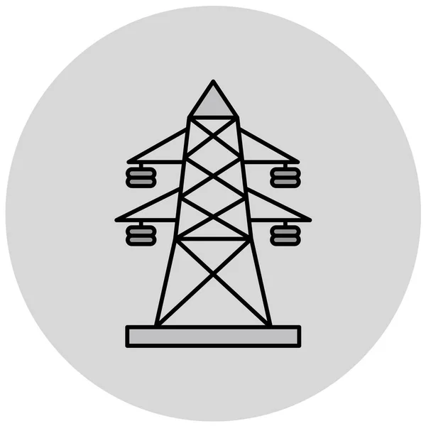 Ikona Wieży Zasilającej Płaskim Stylu Ilustracja Wektora — Wektor stockowy