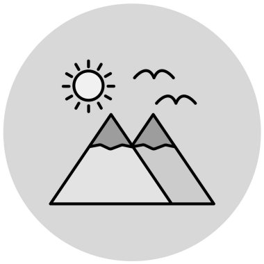 Bir dağ simgesinin vektör illüstrasyonu