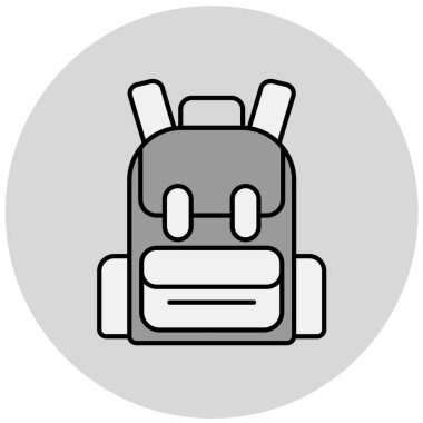 sırt çantası simgesi, vektör illüstrasyonu