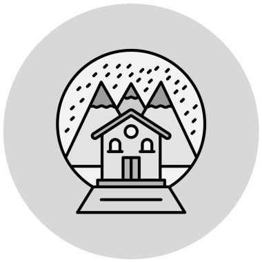 Kar ikonlu Noel ağacı. Web için Kış Kardan Adam vektör simgelerinin özet çizimi