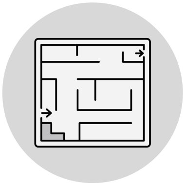 Labirent simgesi. Web için siyah ve beyaz vektör simgelerinin basit çizimi