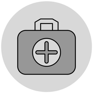 İlk yardım çantası simgesi. Web için basit tıbbi acil durum çanta vektör simgeleri çizimi