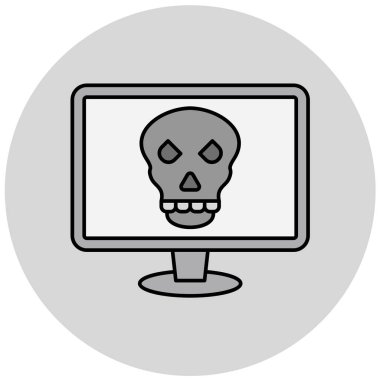 Bilgisayar monitörü simgesi. Web tasarımı için kafatası vektör simgelerinin basit çizimi