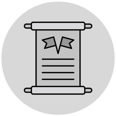 Parşömen, kitap, eğitim, tiyatro, vektör ikonu. düz biçim çizimi ve düzenlenebilir vuruş