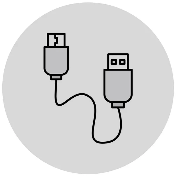 Cable Usb Plana Vector Icono — Vector de stock