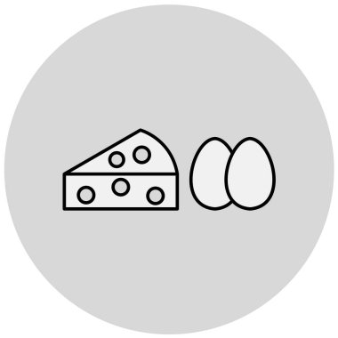 Peynir ve yumurta basit simge, vektör illüstrasyonu