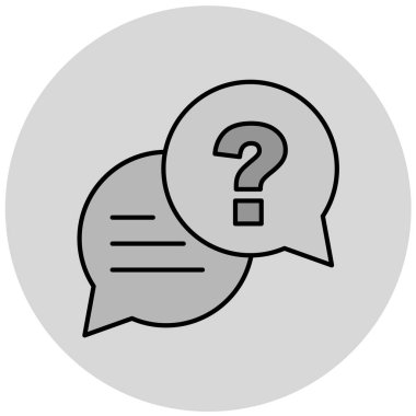 Soru işareti ile sohbet simgesi. vektör illüstrasyonu