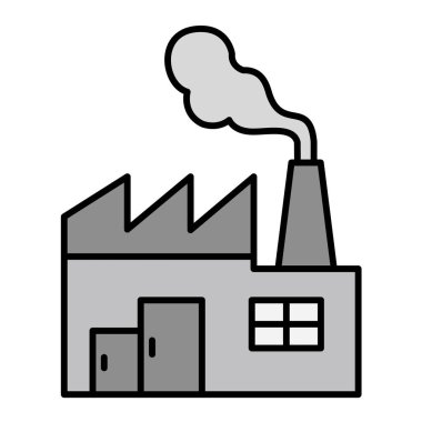 Fabrika binası ikon vektör çizimi tasarımı