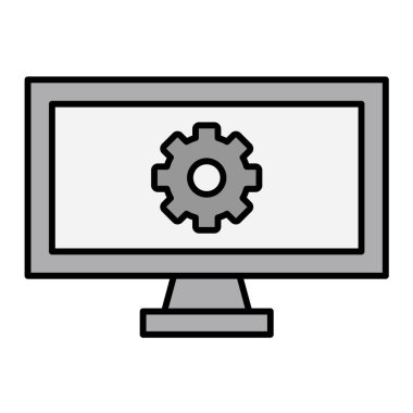 Ayarlar ikon vektör illüstrasyon tasarımı ile bilgisayar monitörü
