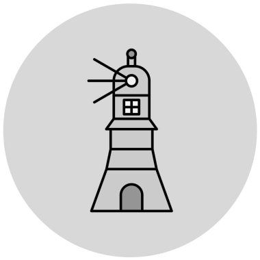 Ağ ve mobil uygulama tasarımınız için beyaz arkaplanda izole edilmiş deniz feneri simgesi vektörü, logo konsepti oluşturma