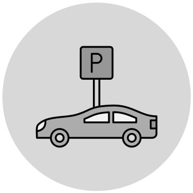 Düz bir şekilde araba park etme ikonu. vektör illüstrasyonu.