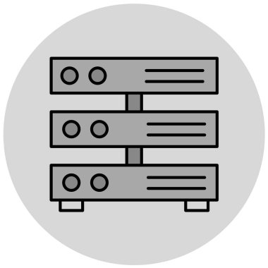 veritabanı sunucu simgesi. Beyaz arkaplanda izole edilmiş web tasarımı için veri vektör simgelerinin basit çizimi