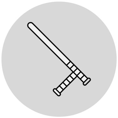 Beyzbol sopası ikonu. ana hatlı spor ekipmanı vektör illüstrasyon piktogramı.