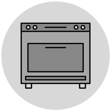 Mikrodalga fırın ikonu. Ağ için mutfak sobası vektör simgelerinin basit çizimi