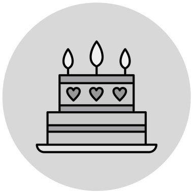 Doğum günü pastası ikonu. Beyaz arkaplanda izole edilmiş web tasarımı için çikolatalı kek vektör simgelerinin basit çizimi