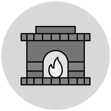 Şömine. Web simgesi basit illüstrasyon