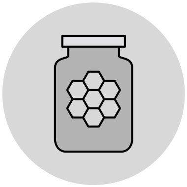 Bal kavanozu ikonu. Bal peteği vektör simgelerinin basit bir çizimi. Beyaz arkaplanda izole edilmiş her tasarım için mükemmel