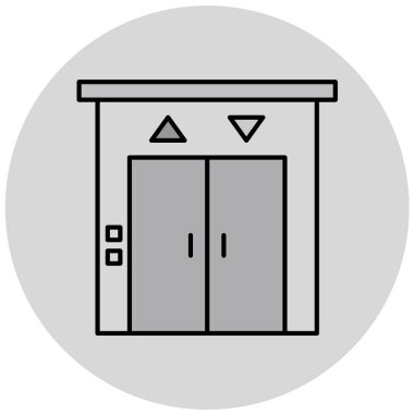 Otel asansörü, web simgesi basit illüstrasyon