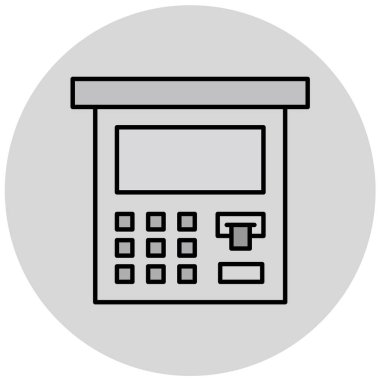 ATM 'de. Web simgesi vektör illüstrasyonu