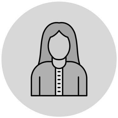 Kadın avatar ikonu. Kadın insan ve kullanıcı teması. Yalnız tasarım. vektör illüstrasyonu