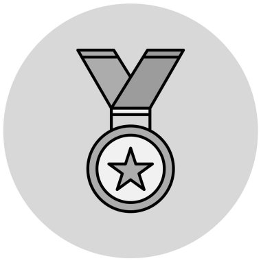 Madalya simgesi, beyaz arkaplanda izole edilmiş, vektör illüstrasyonu