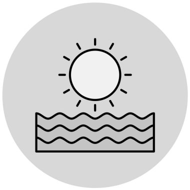 Güneş ikonu vektörü. İnce çizgi işareti. İzole edilmiş kontür sembolü gösterimi