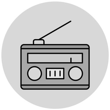 Tasarımınız için beyaz arkaplanda izole edilmiş radyo ikonu vektörü. logo illüstrasyonu