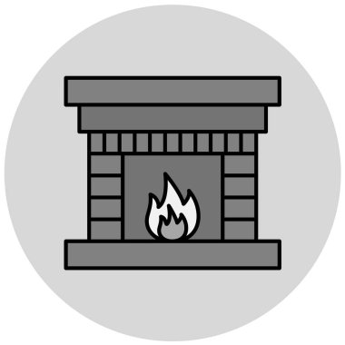 Şömine. Web simgesi basit illüstrasyon